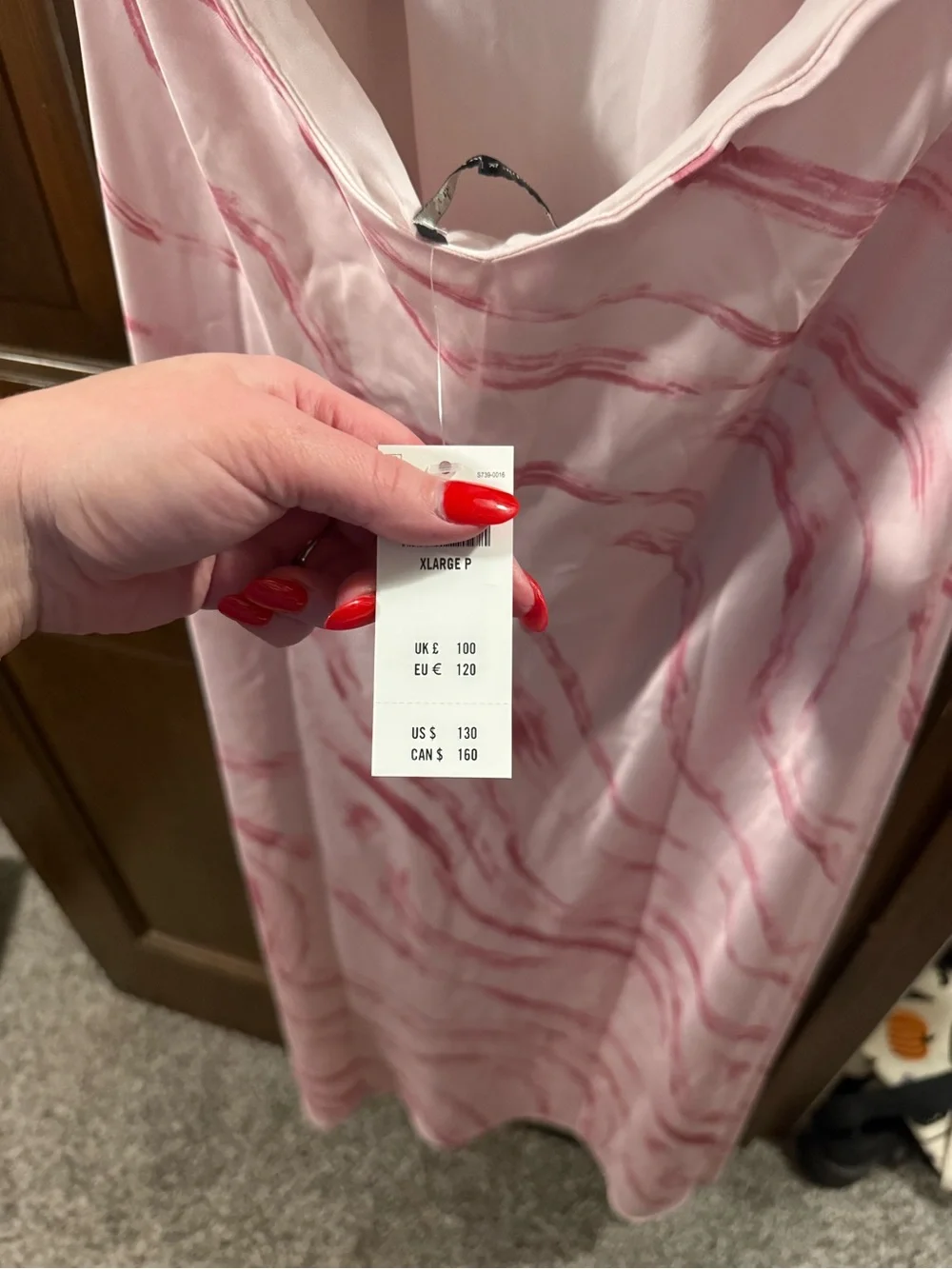NWT. XL Petite. Abercrombie & Fitch Julia Halter Slip Maxi Dress in Pink Marble